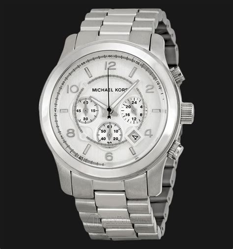 michael kors men's runway chronograph silver dial watch mk8086|New Michael Kors MK8086 Chronograph Stainless Steel Silver .